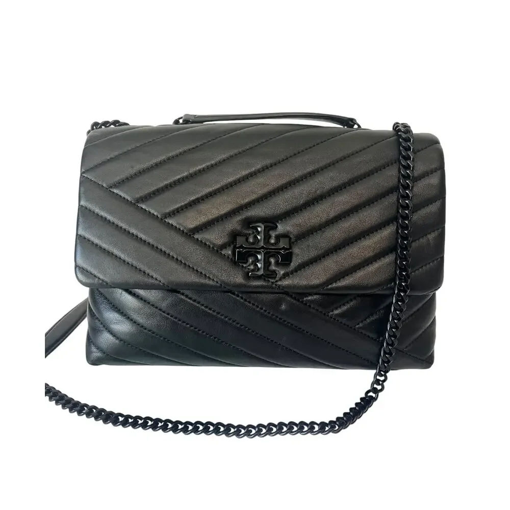 Tory Burch Kira Chevron Quilted Leather Convertible Shoulder Bag Powder Coated
